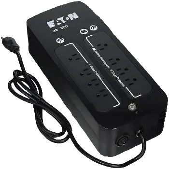 Black Eton power strip with multiple outlets and cord for hidden door battery backup system
