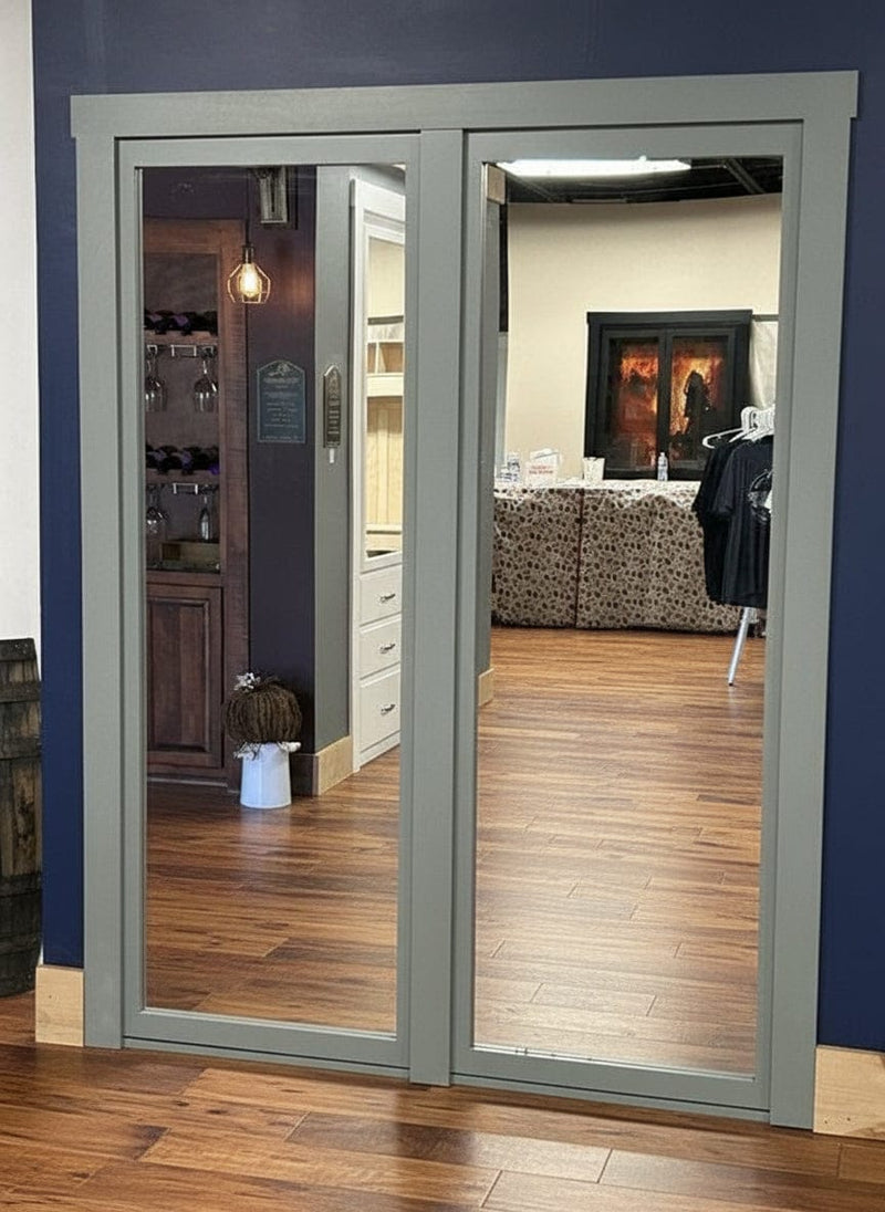 Double Mirror Closet Organizer Door green with front facing mirror