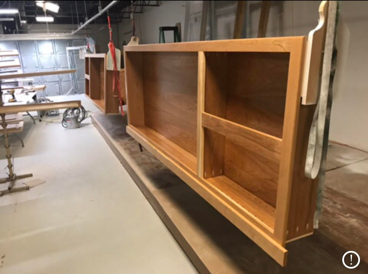 Professionally stained hidden bookcase door