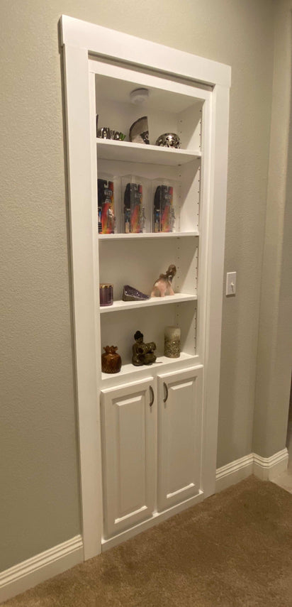 Deep shelf bookcase door