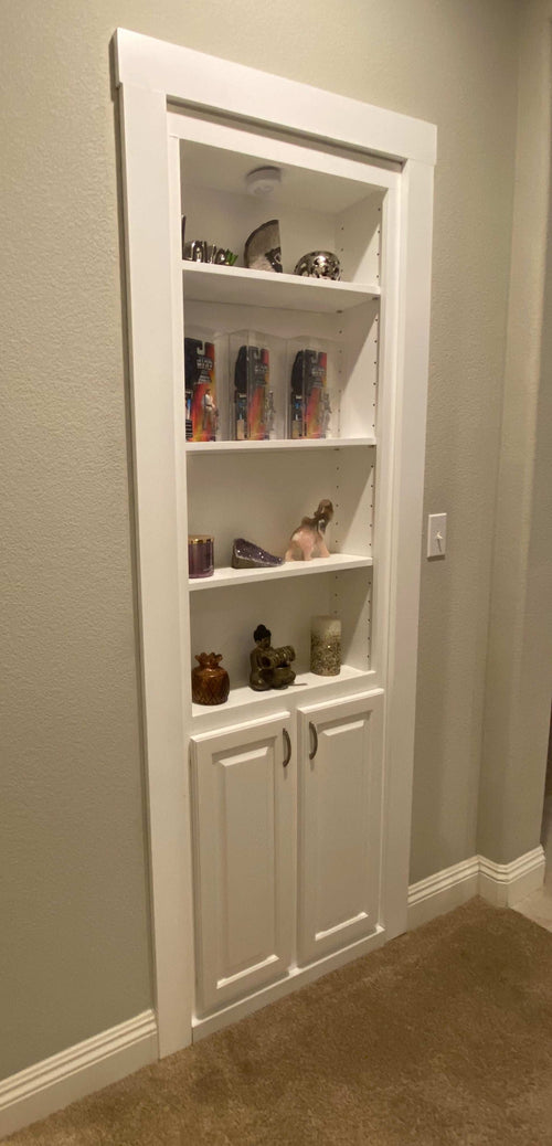 Deep shelf bookcase door
