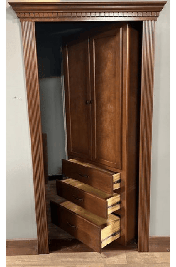 Bedroom organizer hidden door