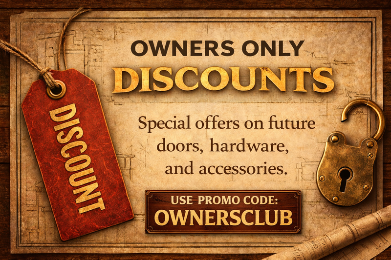 1-DISCOUNT BANNER HIDDEN DOORS OWNERS CLUB