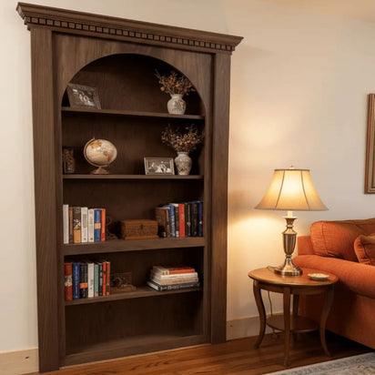 Hidden archway door stained dark