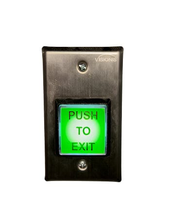 green push to exit button for powered locking systems