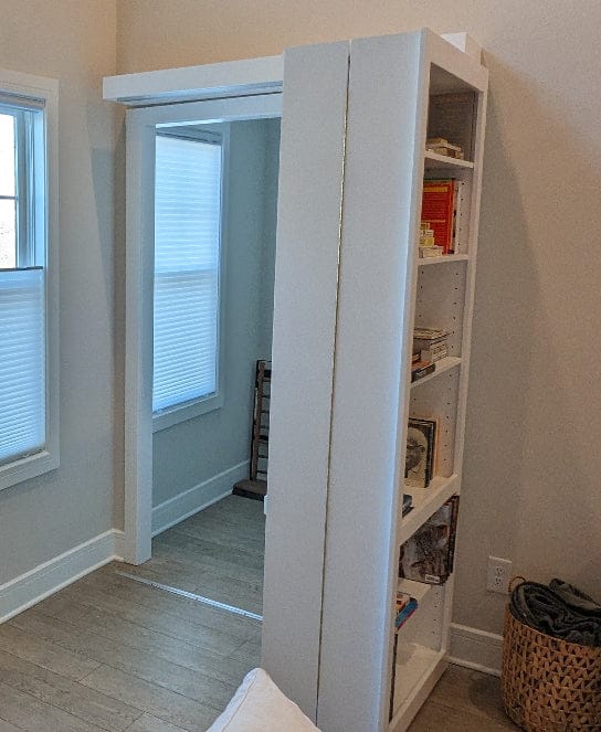 White BiFold Bookcase Door folded to the right