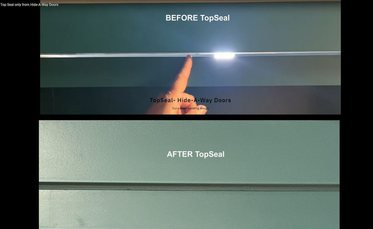 Hidden bookcase door TopSeal before and after adjustment