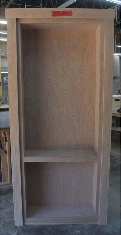 Hidden bookcase door Red Oak closed