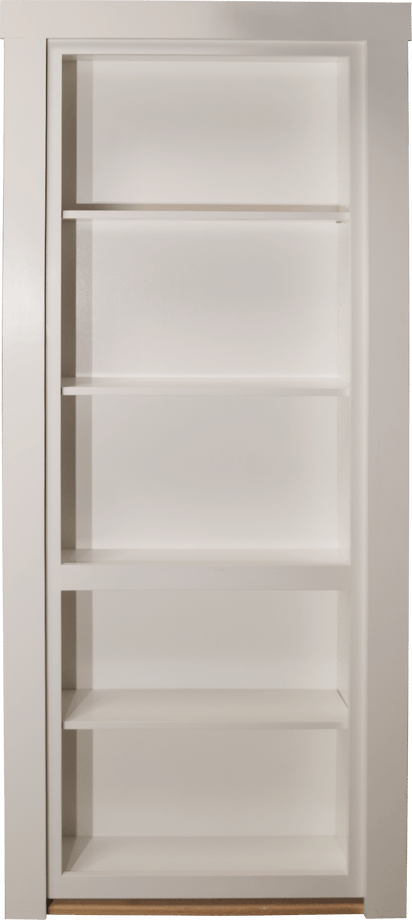 White hidden bookcase door
