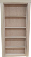 Hidden bookcase door red oak by Hide-A-Way-Doors LLC with multiple shelves and natural wood finish