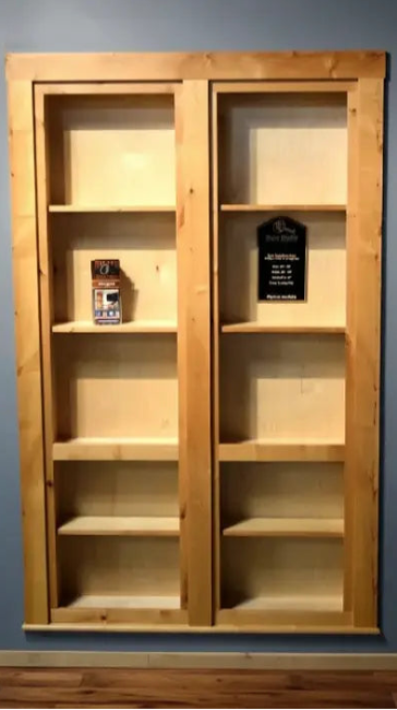 Double Alpha Hidden Door with clear stain