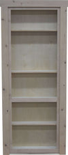 Hide-A-Way Doors hidden door bookcase knotty alder with multiple shelves and natural wood finish