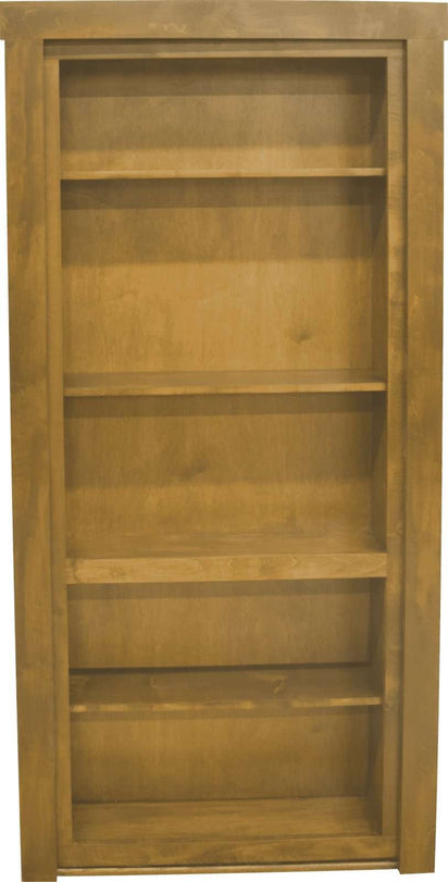 Hide-A-Way-Doors hidden maple door with multiple shelves for concealed storage solution