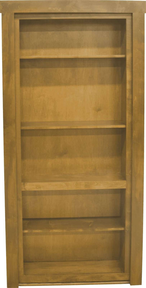 Hide-A-Way-Doors hidden maple door with multiple shelves for concealed storage solution
