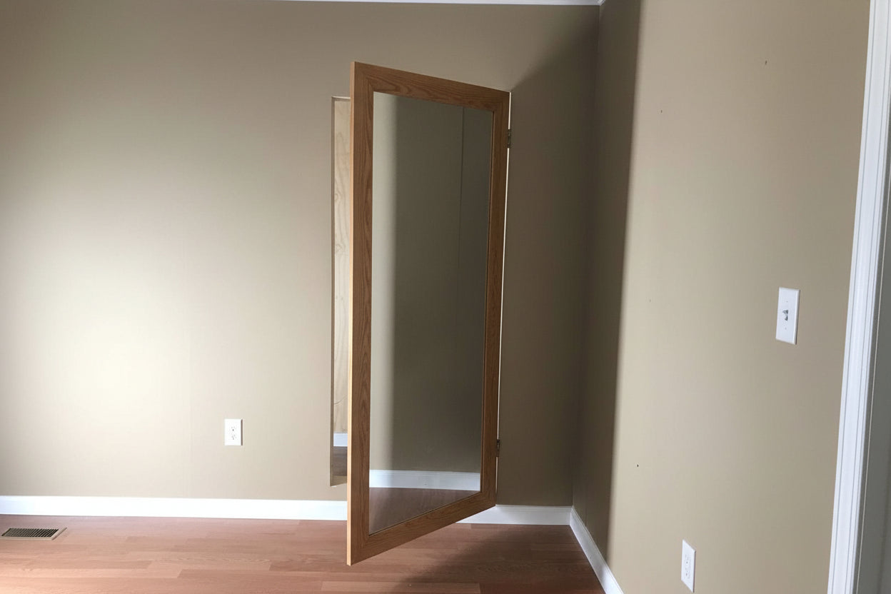 Secret Mirror. View Hidden Mirror Door – Real Wood by Hide-A-Way Doors | Hide-A-Way-Doors