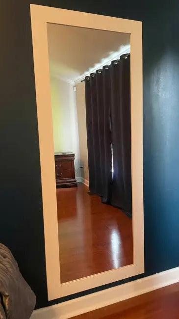 Hidden Mirror Door closed with white trim