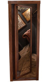 Hide-A-Way-Doors mirror bookcase hidden door with wooden frame and reflective surface