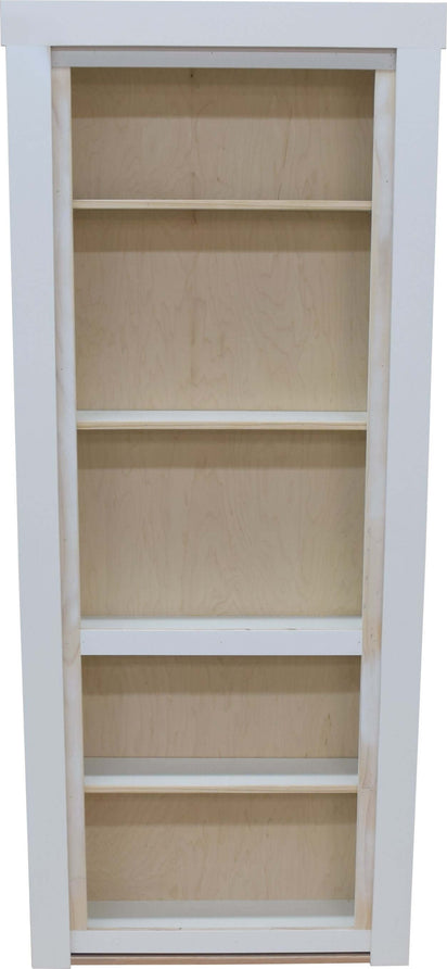 Hidden bookcase door, unfinished, closed