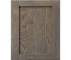 Real wood lower cabinet doors in natural brown finish with visible wood grain texture