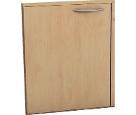 Real wood lower cabinet doors with natural finish and modern metal handle by Hide-A-Way-Doors2015