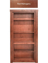 Red mahogany hidden bookcase door with multiple shelves by Hide-A-Way-Doors