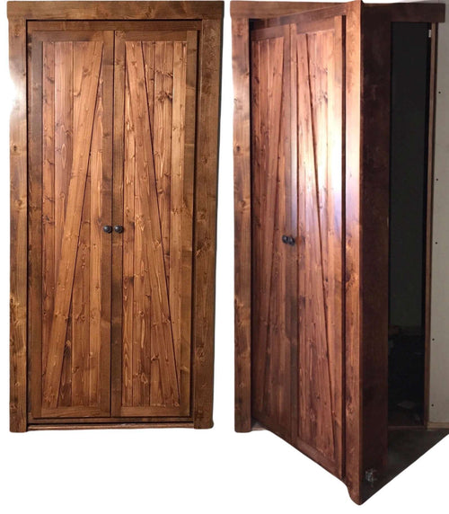 Hidden barn style bookcase door – closed view