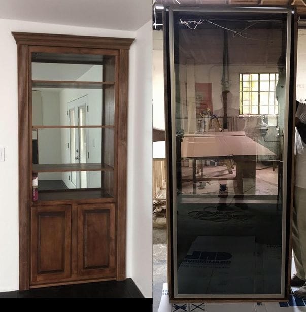One-way mirror glass construction and viewing diagram