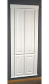 White hidden bookshelf door by Hide-A-Way-Doors with classic panel design for concealed entry