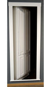 Hide-A-Way-Doors white hidden bookshelf door with classic paneled design and white frame