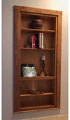 Hide-A-Way-Doors wooden hidden bookshelf door with shelves holding books and decorative items