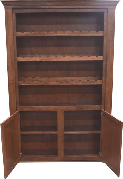 Hide-A-Way-Doors wooden hidden wine glass door with shelves and cabinet storage