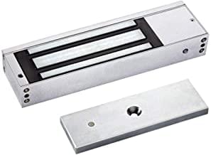 300 PSI electromagnetic lock for bookcase doors in silver metal finish with mounting holes