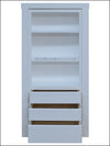 White hidden bedroom organizer door with shelves and pull-out drawers by Hide-A-Way-Doors
