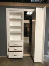 White hidden closet organizer door by Hide-A-Way-Doors with shelves and drawers for storage