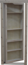 Hide-A-Way Doors hidden door bookcase knotty alder with multiple shelving compartments