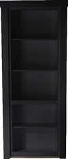 Black hidden bookshelf door from Hide-A-Way-Doors with multiple shelves for discreet storage