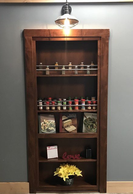 Hidden spice rack door – closed view